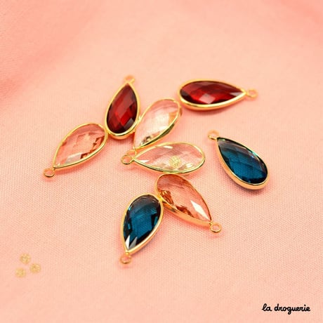 Perle transparente goutte « Coup de théâtre »24×10ｍｍ