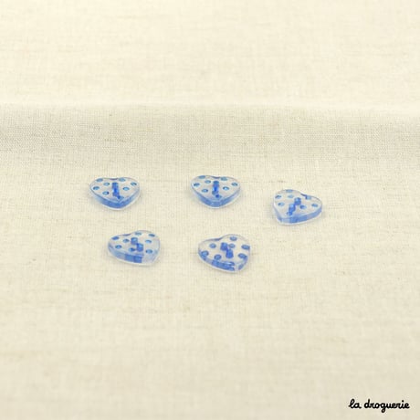 Bouton Cristallin coeur à pois 16 mm