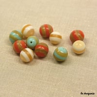 Perle « Rayures transat boule » 17 à 14 mm