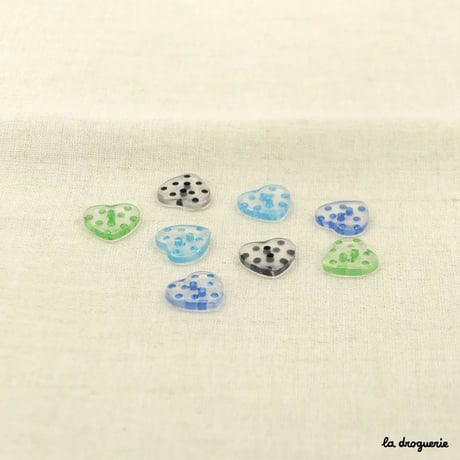 Bouton Cristallin coeur à pois 16 mm