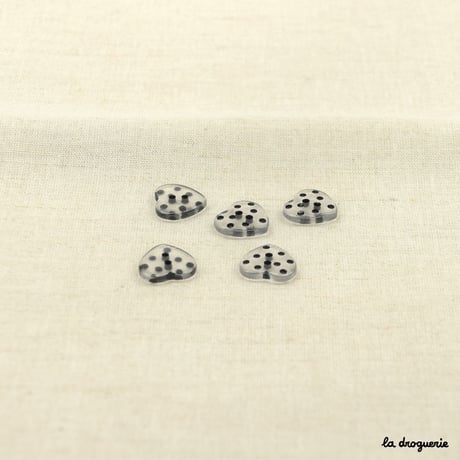 Bouton Cristallin coeur à pois 16 mm