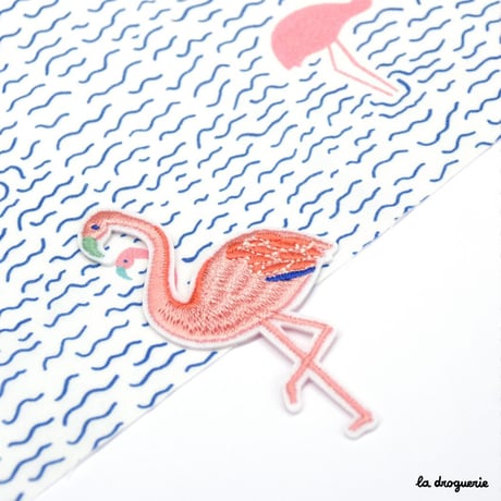 Ecusson “Ballet de flamant rose”  80×42mm
