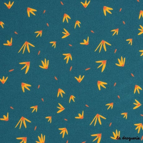 Tissu Le petit jardin | Bleu paon
