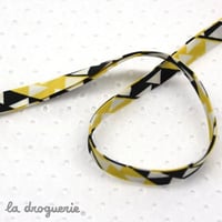 Biais “Planète Vasarely diabolo” Jaune et noir | Biais replié - largeur pliée 10 mm