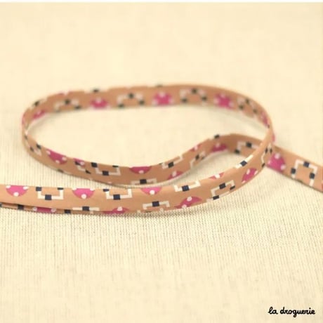 Biais Awalé Fond sable | Biais replié - largeur pliée 10 mm