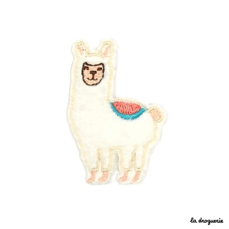 L’écusson « Alpaga tout doux »Blanc  50 x 32 mm