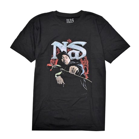 NAS ナズ Tシャツ ラップTシャツ ブラック Red Rose S/S TEE