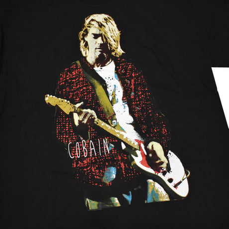 KURT COBAIN カートコバーン Tシャツ ブラック RED JACKET GUITAR PHOTO S/S TEE