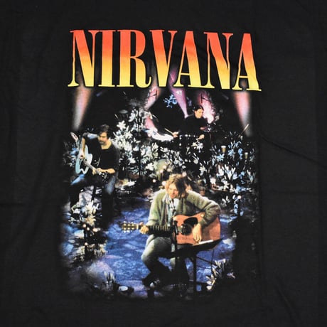 NIRVANA ニルヴァーナ Tシャツ バンドTシャツ ブラック Unplugged Photo S/S TEE
