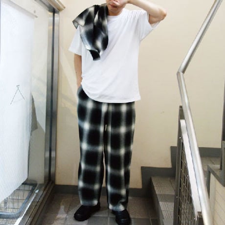 CAL TOP キャルトップ オンブレチェック イージーパンツ ブラック/アイボリー OMBRE CHECK PANTS BLACK/IVORY P-5000