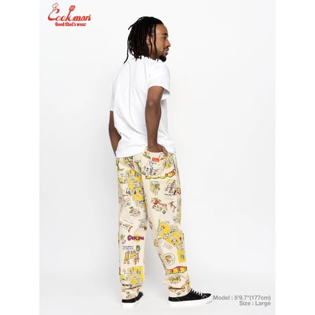 COOKMAN クックマン シェフパンツ イージーパンツ オフホワイト Chef Pants Souvenir Map California 231-61867