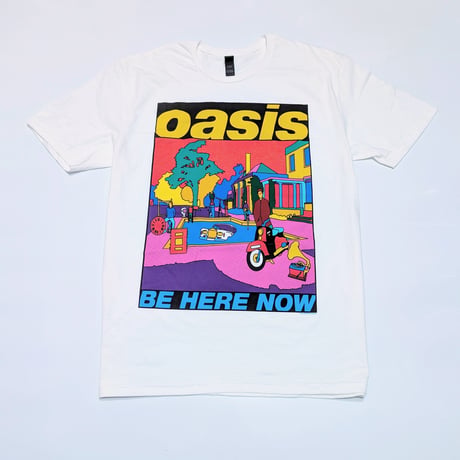 OASIS オアシス Tシャツ バンドTシャツ ホワイト BE HERE NOW ILLUSTRATION S/S TEE