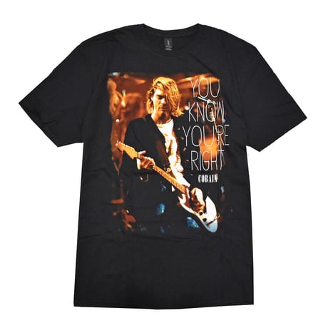 KURT COBAIN カートコバーン Tシャツ バンドTシャツ ブラック YOU KNOW YOU'RE RIGHT S/S TEE