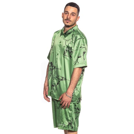 GRIMEY グライミー サテン ショートパンツ ショーツ カーキ VIMANA SHORT gpss149