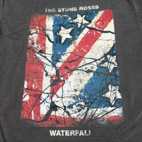 THE STONE ROSES ザ・ストーンローゼズ Tシャツ バンドTシャツ チャコールグレー Waterfall Jumbo-Print S/S TEE Stone Wash