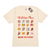 MTV エムティーヴィー ローリングストーンズ Tシャツ ナチュラル ROLLING STONES LOGO MASHUP S/S TEE