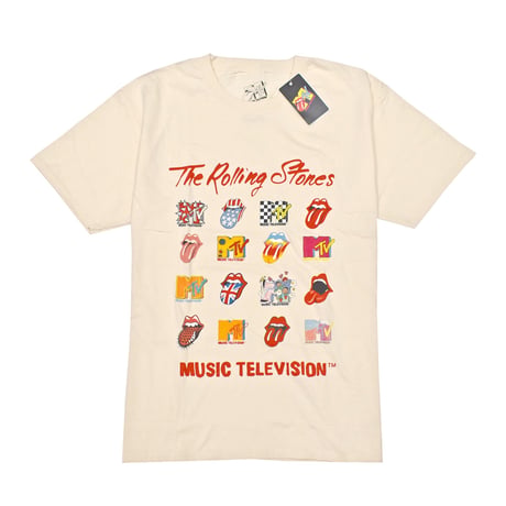 MTV エムティーヴィー ローリングストーンズ Tシャツ ナチュラル ROLLING STONES LOGO MASHUP S/S TEE
