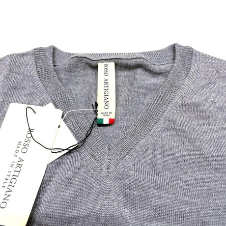 ROSSO ARTIGIANO ロッソアルティジャーノ Vネックセーター グレー