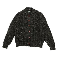 DULYN KNITWEAR デュリンニットウェア ネップ ボタン カーディガン セーター ニット ブラックミックス aran lapel cardigan