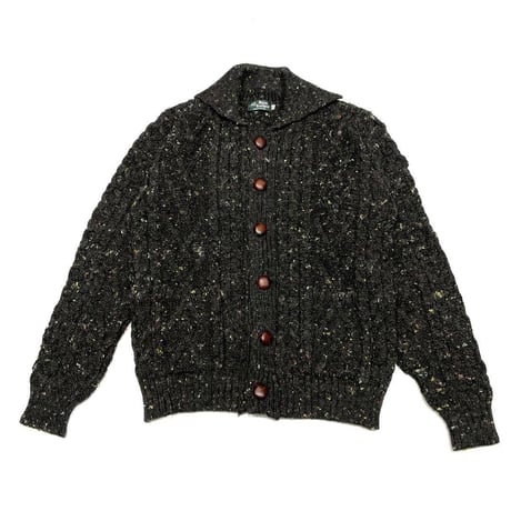 DULYN KNITWEAR デュリンニットウェア ネップ ボタン カーディガン セーター ニット ブラックミックス aran lapel cardigan