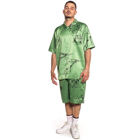 GRIMEY グライミー サテン ショートパンツ ショーツ カーキ VIMANA SHORT gpss149