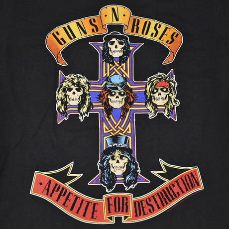 GUNS N' ROSES  GN'R ガンズアンドローゼズ Tシャツ バンドTシャツ ブラック AFD JUMBO S/S TEE