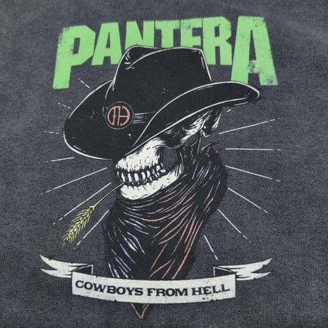 PANTERA パンテラ スウェットパーカー フーディー バンドスウェット チャコールグレー SKELETON COWBOY HOODIE STONE WASH