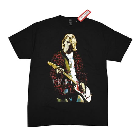 KURT COBAIN カートコバーン Tシャツ ブラック RED JACKET GUITAR PHOTO S/S TEE