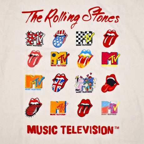 MTV エムティーヴィー ローリングストーンズ Tシャツ ナチュラル ROLLING STONES LOGO MASHUP S/S TEE