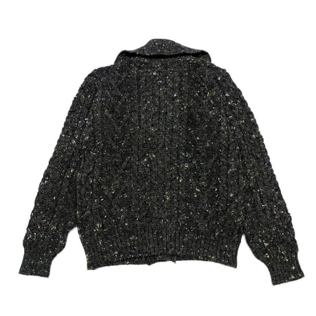 DULYN KNITWEAR デュリンニットウェア ネップ ボタン カーディガン セーター ニット ブラックミックス aran lapel cardigan