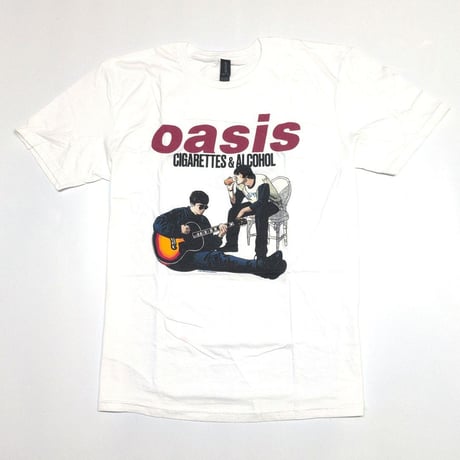 OASIS オアシス Tシャツ バンドTシャツ ホワイト Cigarettes & Alcohol Illustration S/S TEE