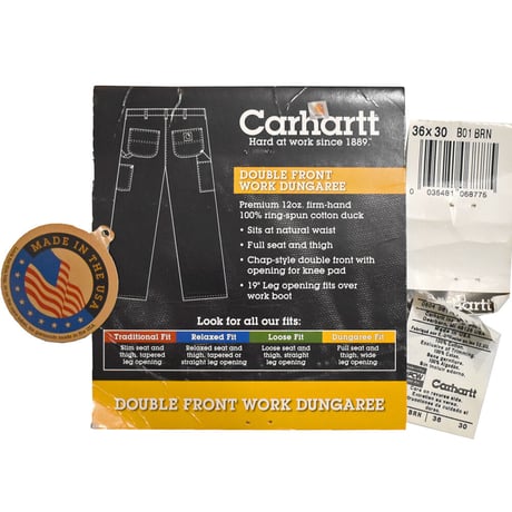 リメイク 00s 未使用品 デッドストック CARHARTT カーハート ダックパンツ ブラウン DOUBLE FRONT WORK DUNGAREE B01