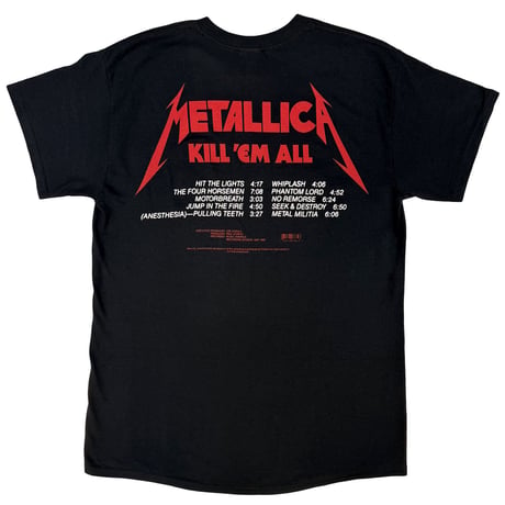 METALLICA メタリカ Tシャツ バンドTシャツ ブラック Kill 'Em All Tracks S/S TEE BLACK