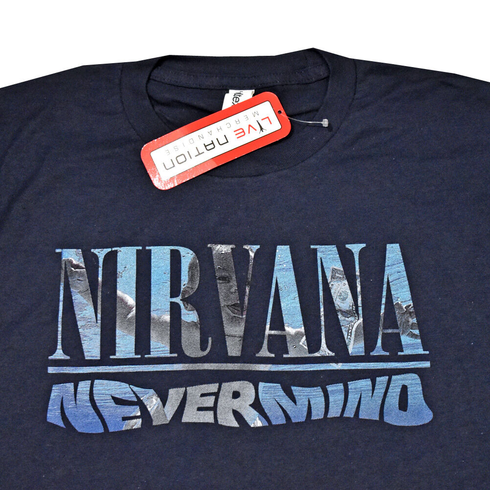 NIRVANA ニルヴァーナ Tシャツ バンドTシャツ ネイビー NEVERMIND ALBU