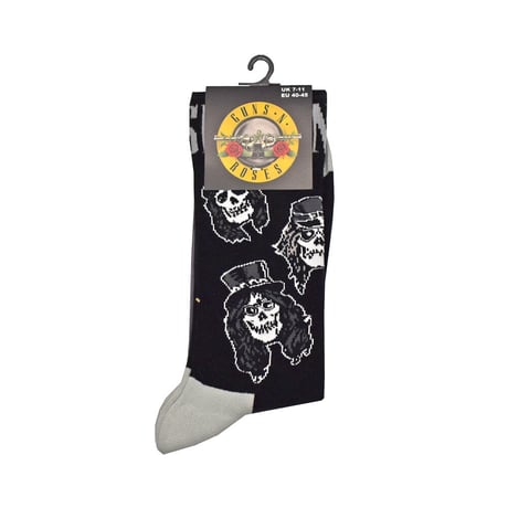 GUNS N' ROSES  GN'R ガンズアンドローゼズ ソックス ブラック SKULLS BAND MONOCHROME SOCKS