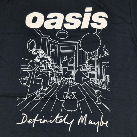 OASIS オアシス Tシャツ バンドTシャツ ブラック Definitely Maybe Line Drawing S/S TEE