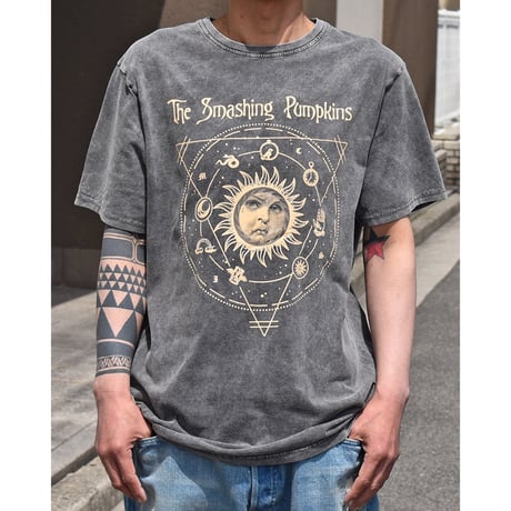 SMASHING PUMPKINS スマッシングパンプキンズ Tシャツ バンドTシャツ チャコールグレー CELESTIAL SUN S/S TEE STONE WASH