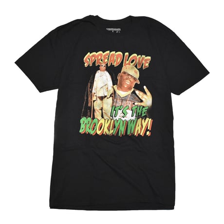 NOTORIOUS B.I.G. ノトーリアスビーアイジー BIGGIE ビギー Tシャツ ラップTシャツ ブラック SPREAD THE LOVE S/S TEE