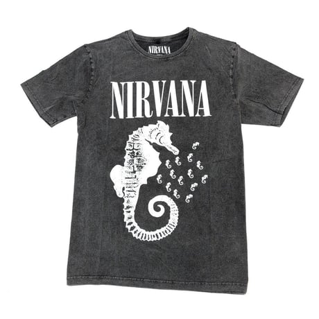 NIRVANA ニルヴァーナ Tシャツ バンドTシャツ チャコールグレー SEAHORSE & LOGO MONO S/S TEE STONE WASH