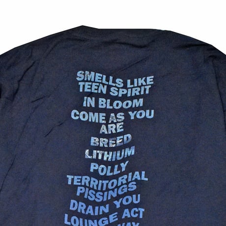NIRVANA ニルヴァーナ Tシャツ バンドTシャツ ネイビー NEVERMIND ALBUM PLAY LIST S/S TEE