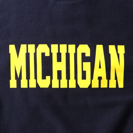 HOUSTON ヒューストン スウェット ネイビー PRINT U.S COTTON R/V SWEAT (MICHIGAN) 22375