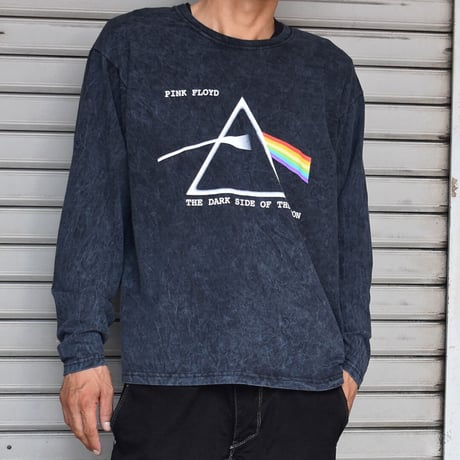 PINK FLOYD ピンクフロイド ロンTEE バンドTシャツ ブラック DARK SIDE OF THE MOON COURIER (DIP-DYE)