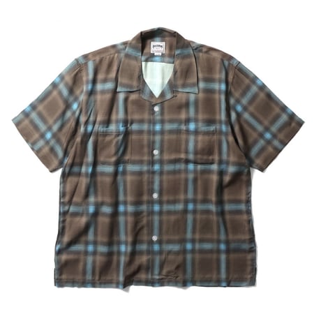 HOUSTON ヒューストン オンブレチェック半袖シャツ ブラウン OMBRE CHECK S/S SHIRT 40988