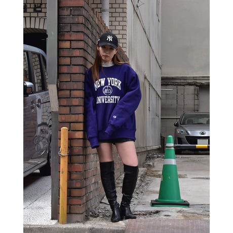 CHAMPION チャンピオン NYU リバースウィーブ クルーネックスウェット パープル NYU REVERSE WEAVE CREW SWEATSHIRT PURPLE