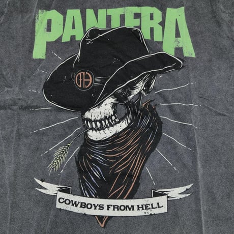 PANTERA パンテラ Tシャツ バンドTシャツ チャコールグレー SKELETON COWBOY S/S TEE STONE WASH