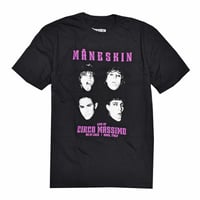 MANESKIN マネスキン Tシャツ バンドTシャツ ブラック LIVE AT CIRCO MASSIMO 2022 FACES S/S TEE