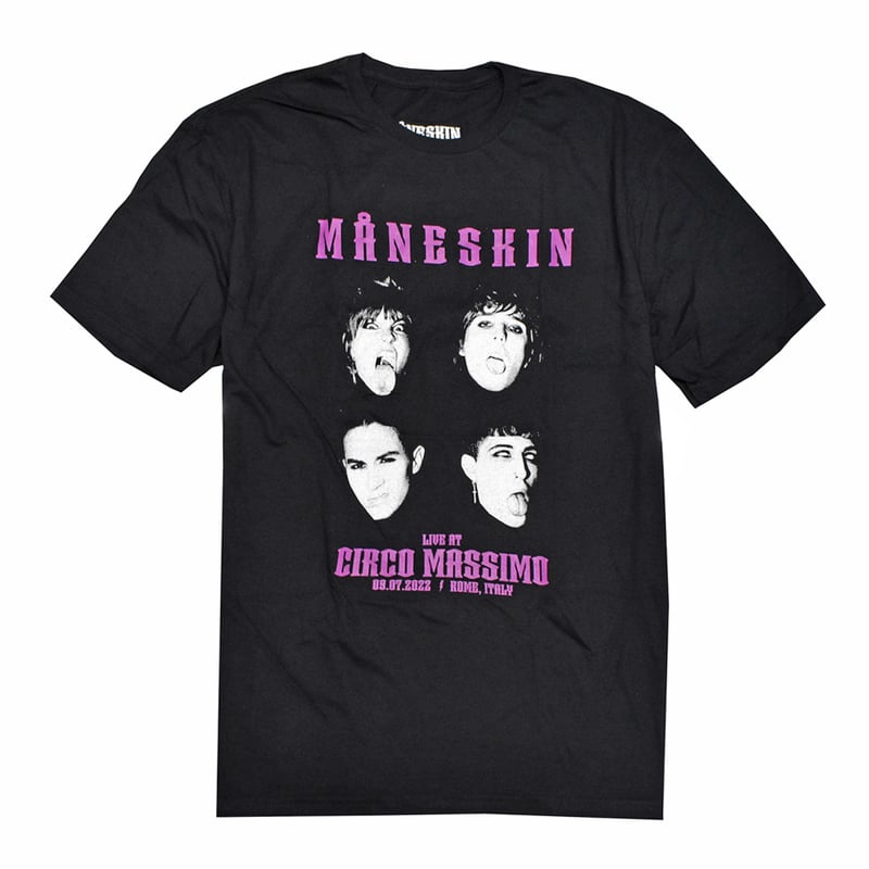 MANESKIN マネスキン Tシャツ バンドTシャツ ブラック LIVE AT MANESKIN マネスキン Tシャツ バンドTシャツ ブラック LIVE AT