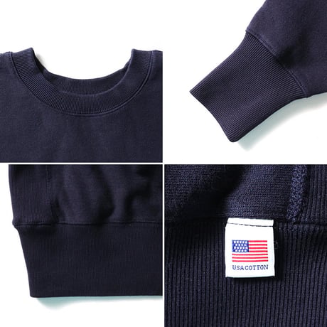 HOUSTON ヒューストン スウェット ネイビー PRINT U.S COTTON R/V SWEAT (MICHIGAN) 22375
