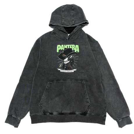 PANTERA パンテラ スウェットパーカー フーディー バンドスウェット チャコールグレー SKELETON COWBOY HOODIE STONE WASH