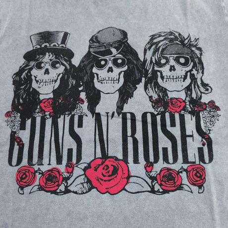 GUNS N' ROSES ガンズ・アンド・ローゼズ Tシャツ バンドTシャツ チャコールグレー HELL GROUP S/S TEE STONE WASH